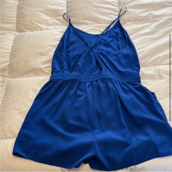 100% Silk Colbalt Blue Wilfred Romper from Aritizia - Picture 4 of 10